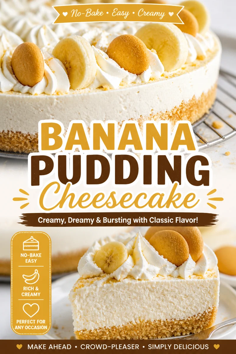 Easy Banana Pudding Cheesecake — No Bake Layered Dessert