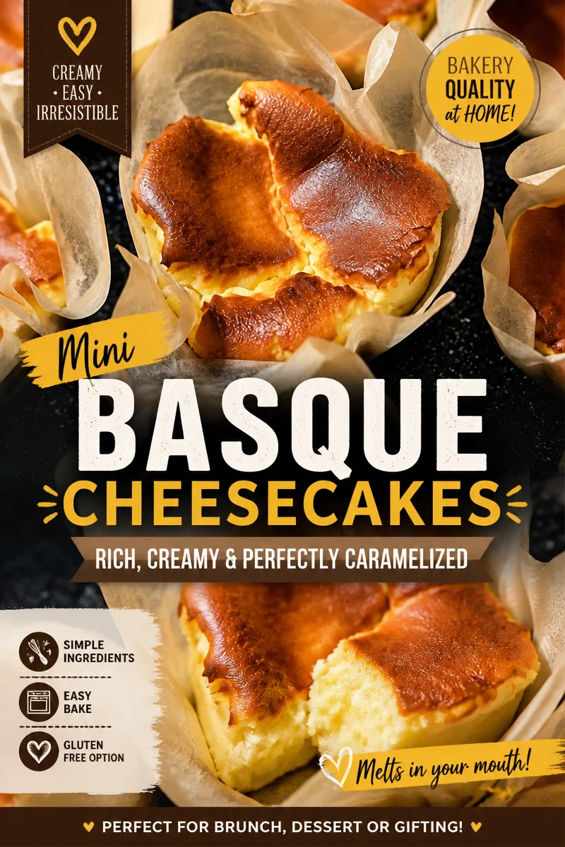 Easy Basque Burnt Cheesecake Bites — Mini Version