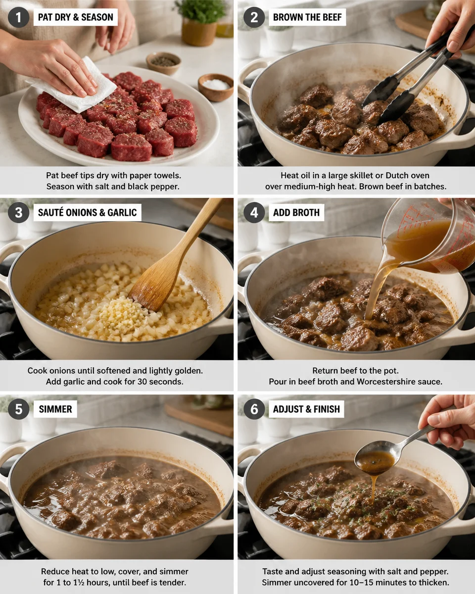 Easy Beef Tips and Gravy — Tender Stovetop Sirloin