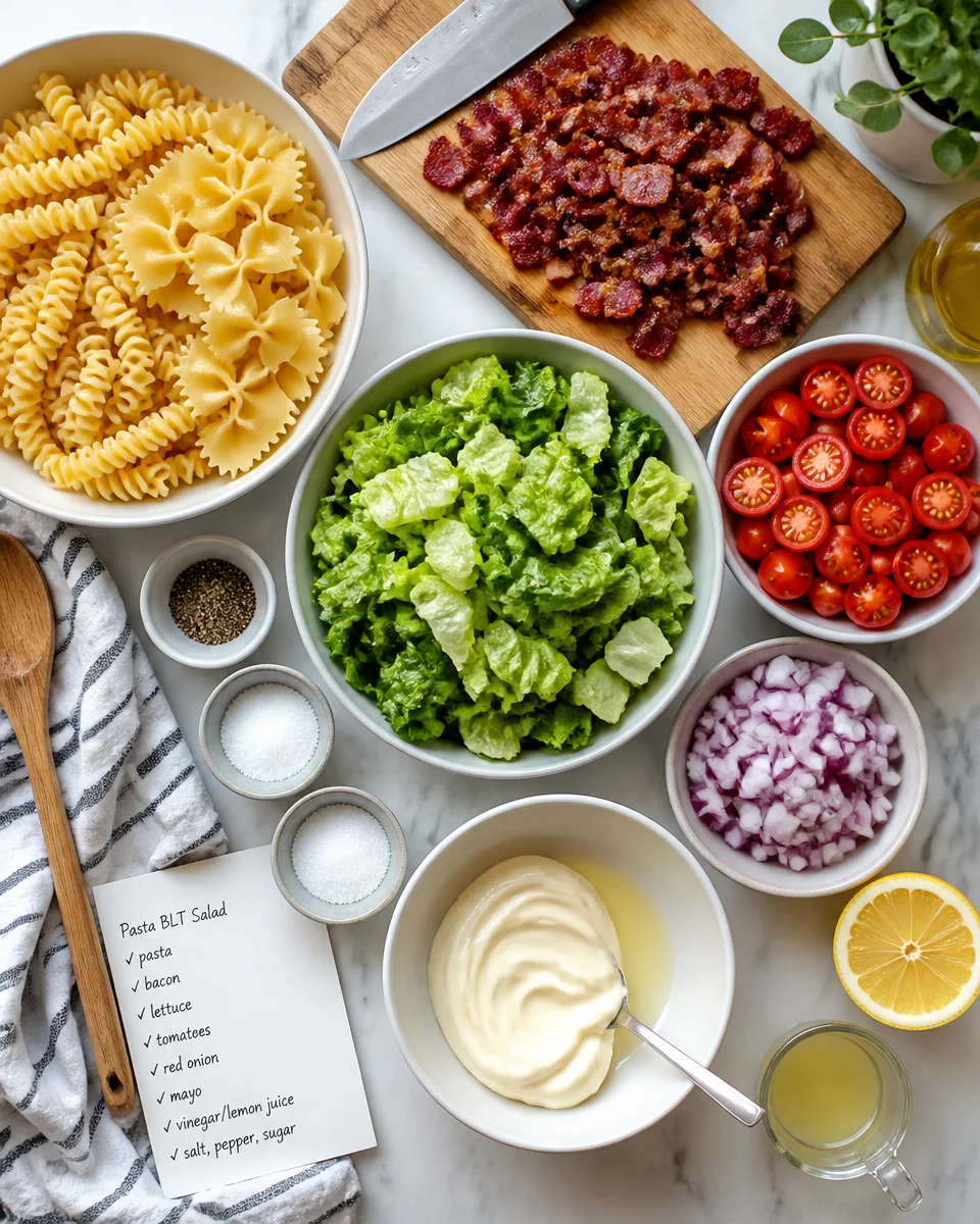 Easy BLT Pasta Salad — Bacon Lettuce Tomato Summer Salad