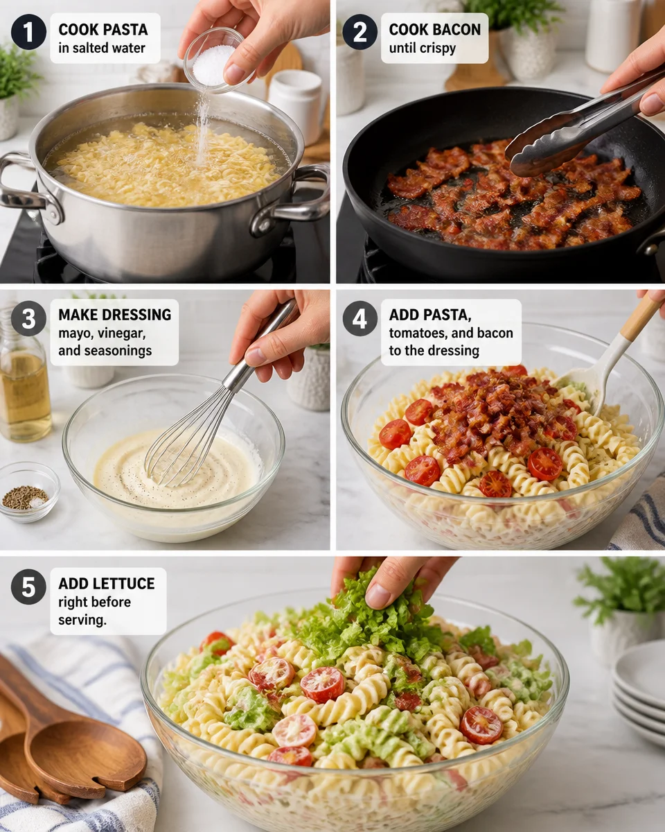 Easy BLT Pasta Salad — Bacon Lettuce Tomato Summer Salad