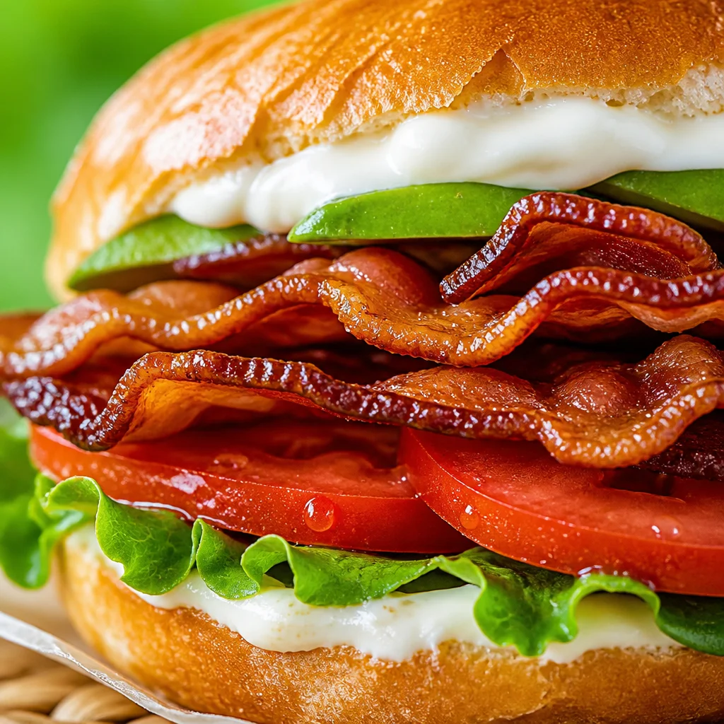 Easy BLT Sandwich with Avocado, fresh tomatoes, crispy bacon, and lettuce on toasted bread.
