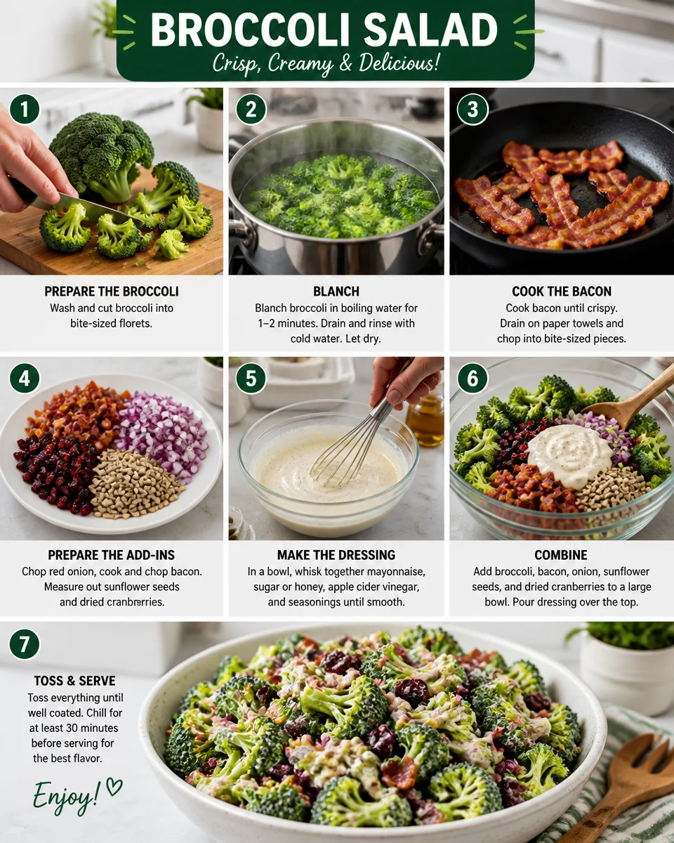 Easy Broccoli Salad with Bacon — Sweet Creamy Dressing