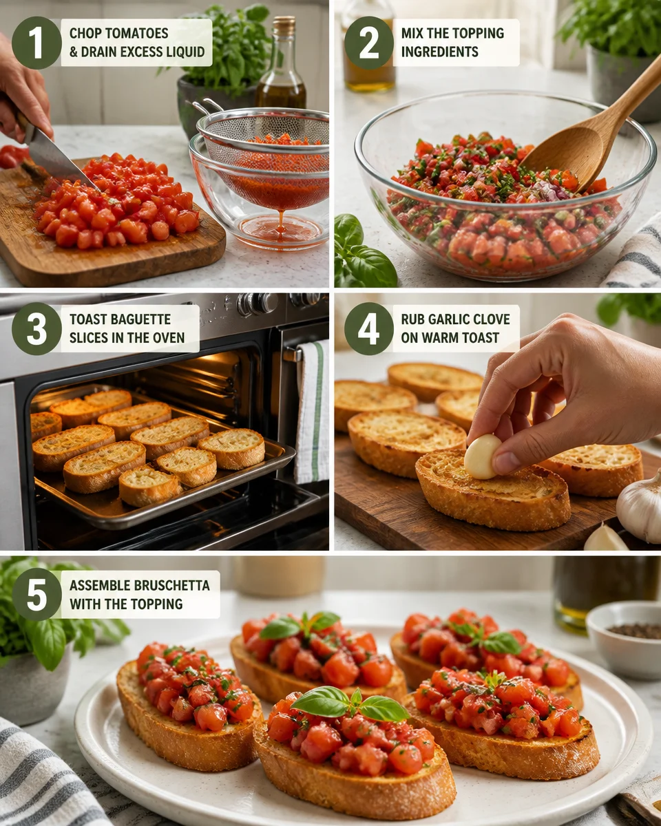 Easy Bruschetta — Fresh Tomato Basil Toasted