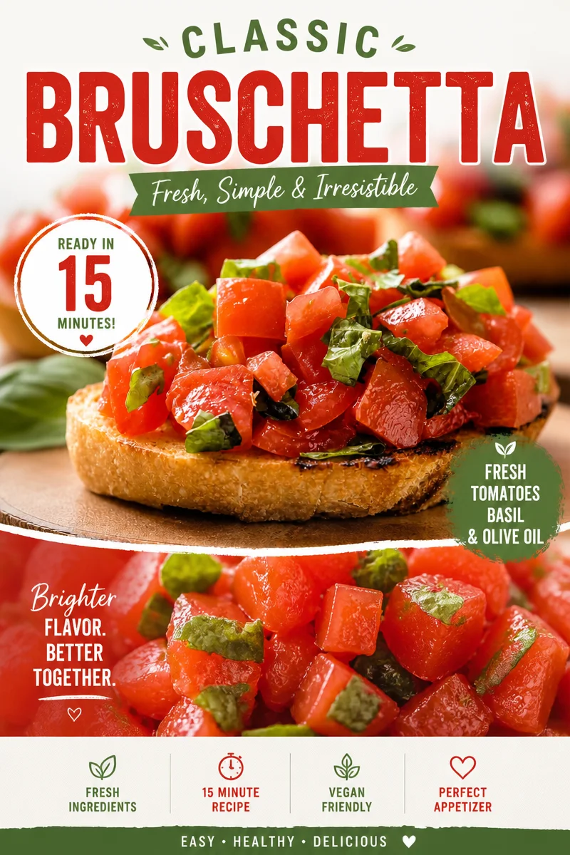 Easy Bruschetta — Fresh Tomato Basil Toasted