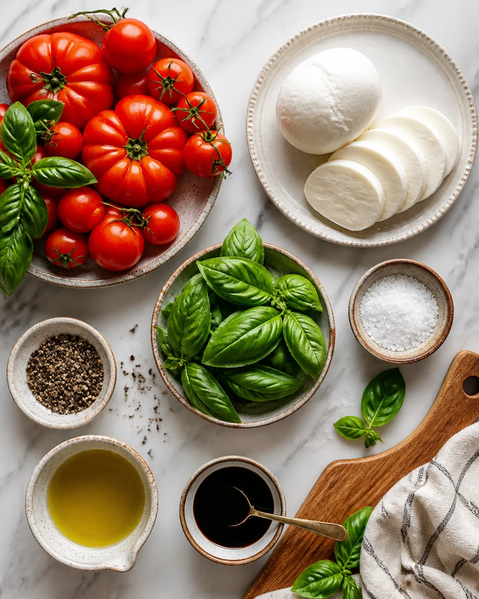 Easy Caprese Salad — Fresh Tomato Mozzarella Basil