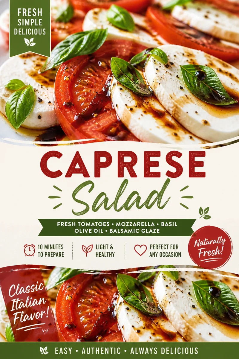 Easy Caprese Salad — Fresh Tomato Mozzarella Basil