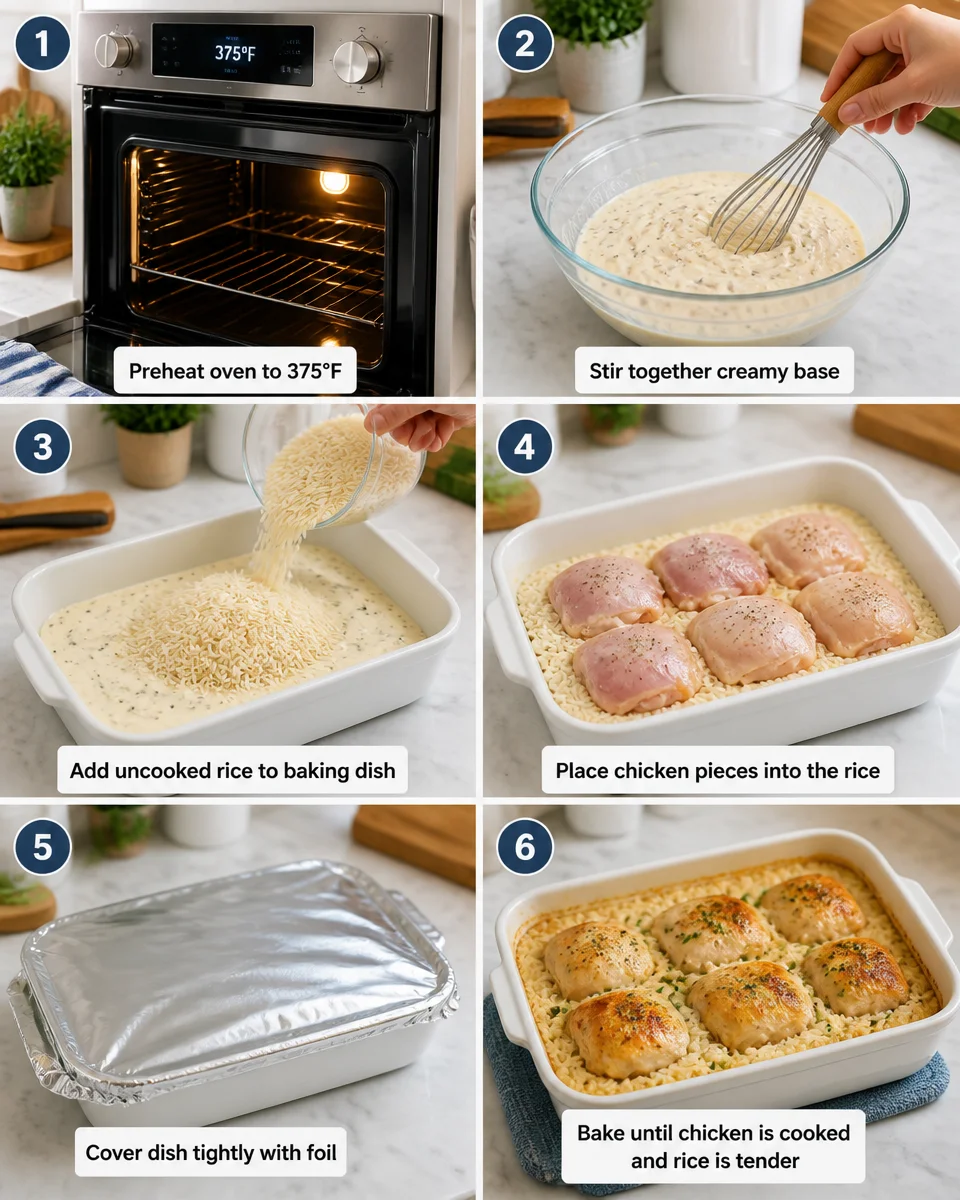 Easy Chicken and Rice Casserole — Creamy One Pan Dinner