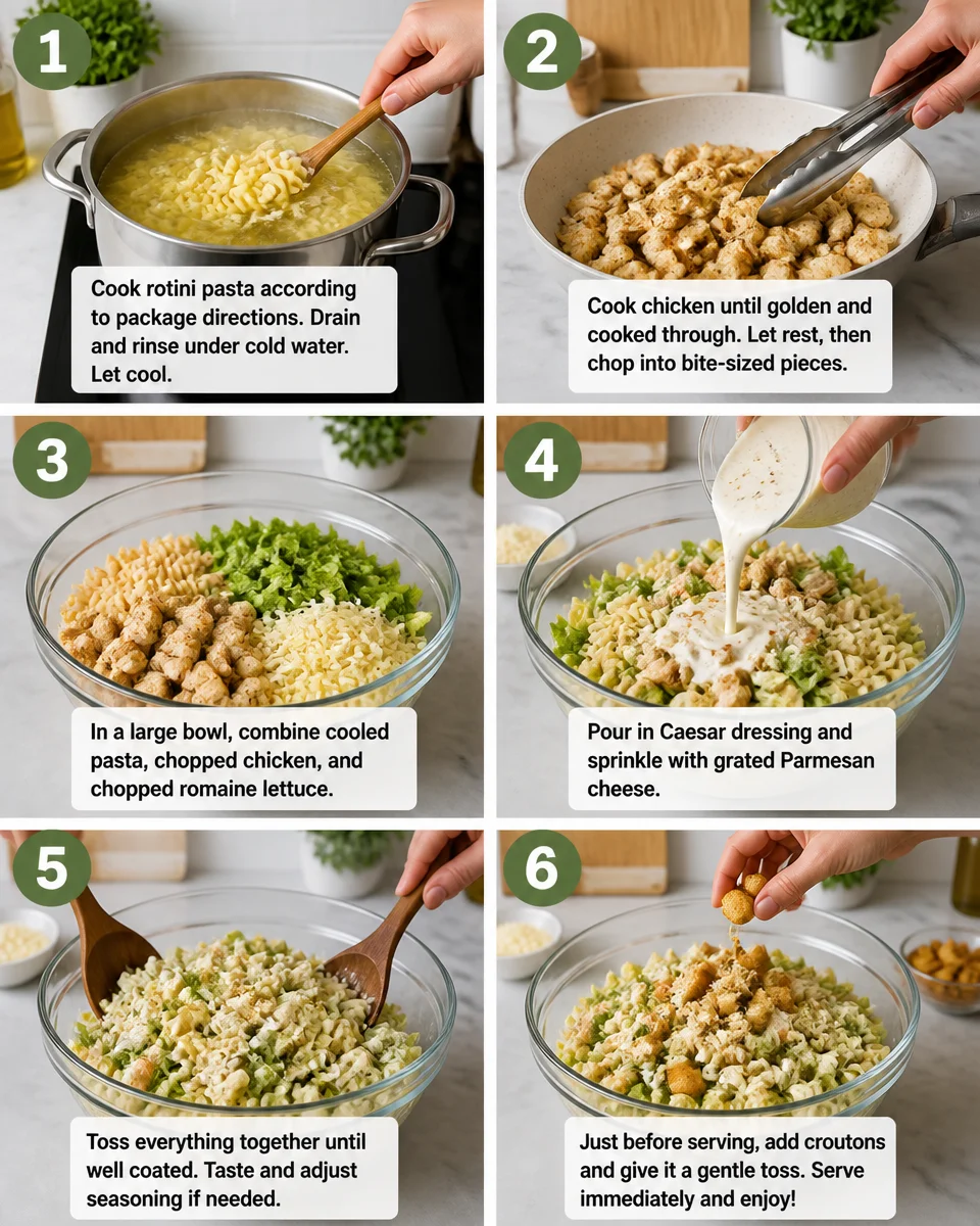 Easy Chicken Caesar Pasta Salad — Summer Lunch or Dinner