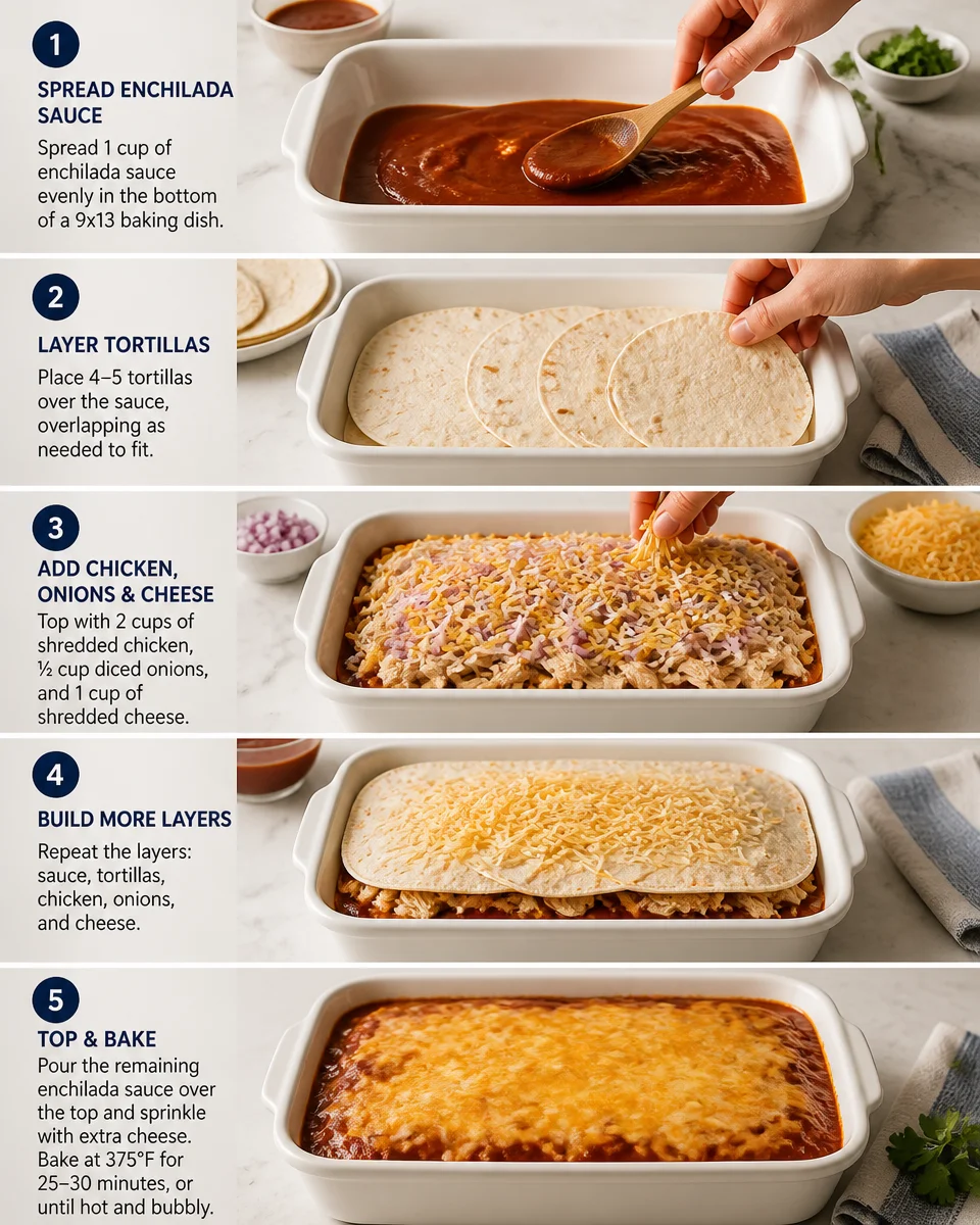 Easy Chicken Enchilada Casserole — Cheesy Mexican Dinner