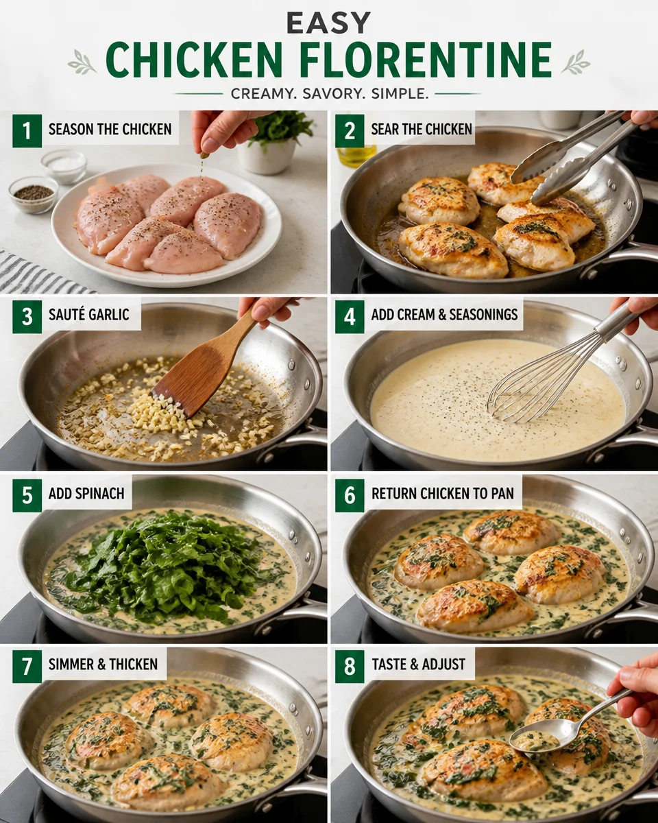 Easy Chicken Florentine — Creamy Spinach Skillet