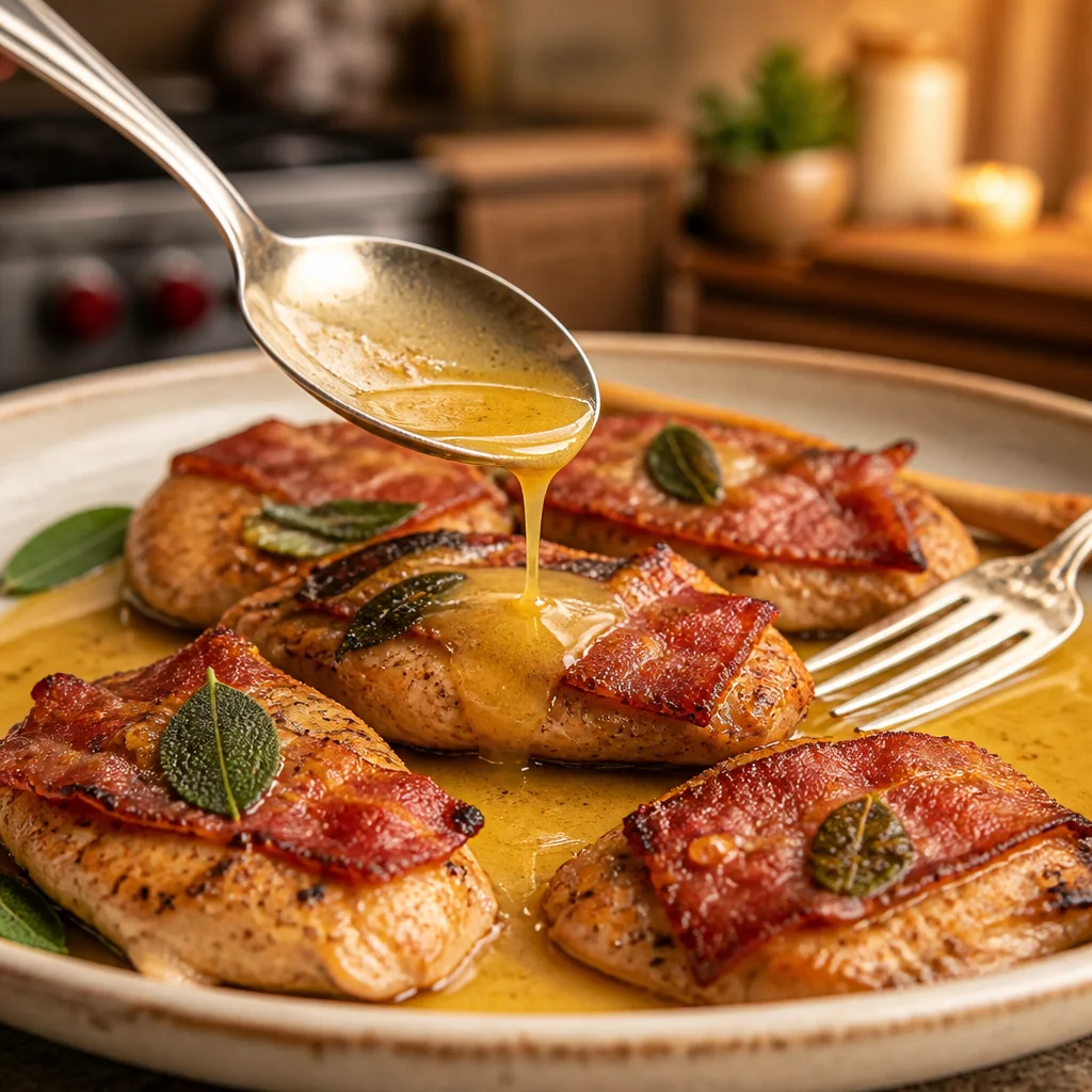 Easy Chicken Saltimbocca with prosciutto and sage, a quick Italian dish perfect for dinner.