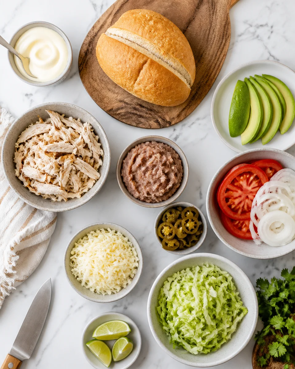 Easy Chicken Torta — Mexican Sandwich Roll