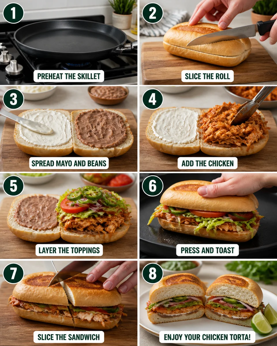 Easy Chicken Torta — Mexican Sandwich Roll