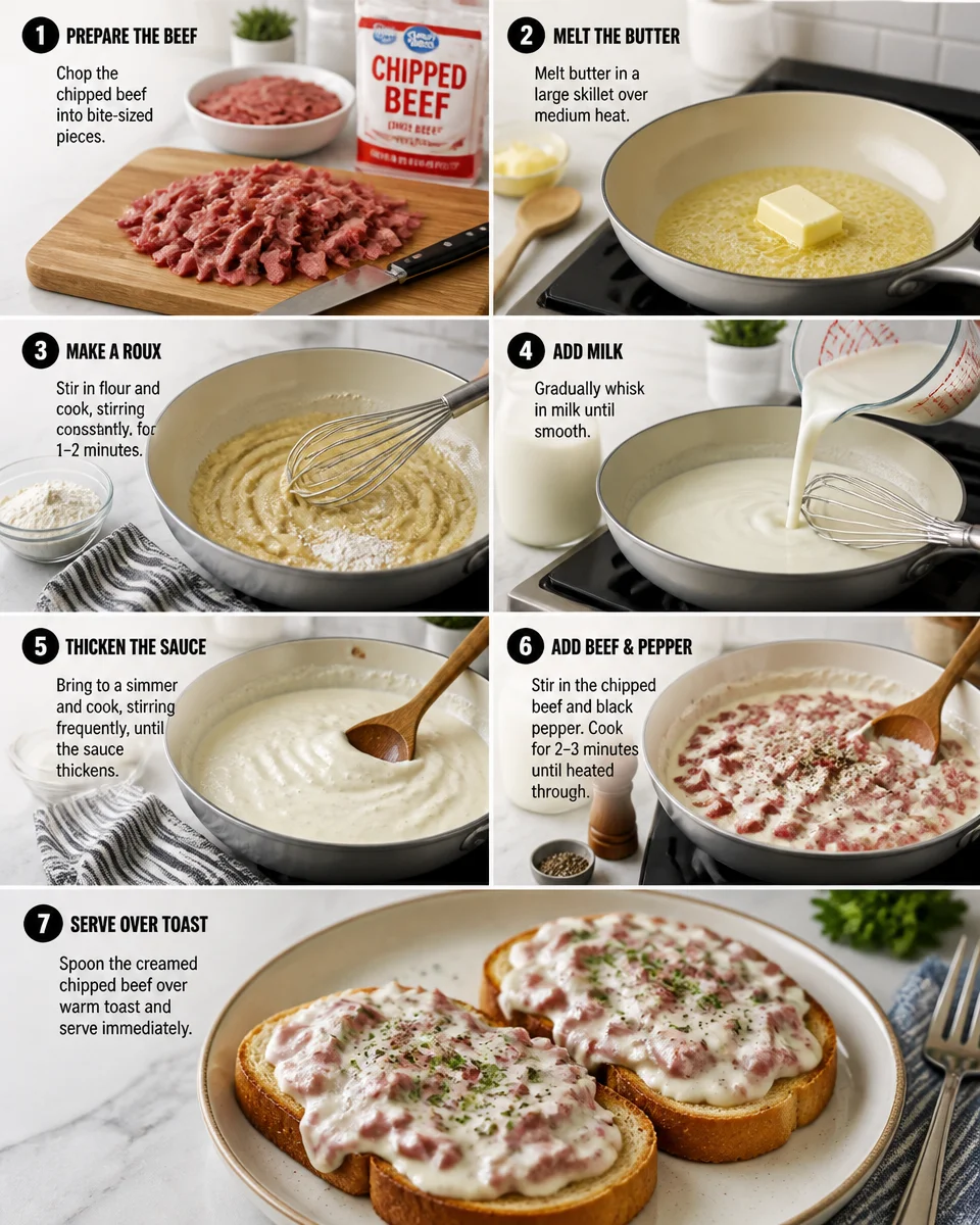 Easy Chipped Beef on Toast — Classic Creamed Recipe