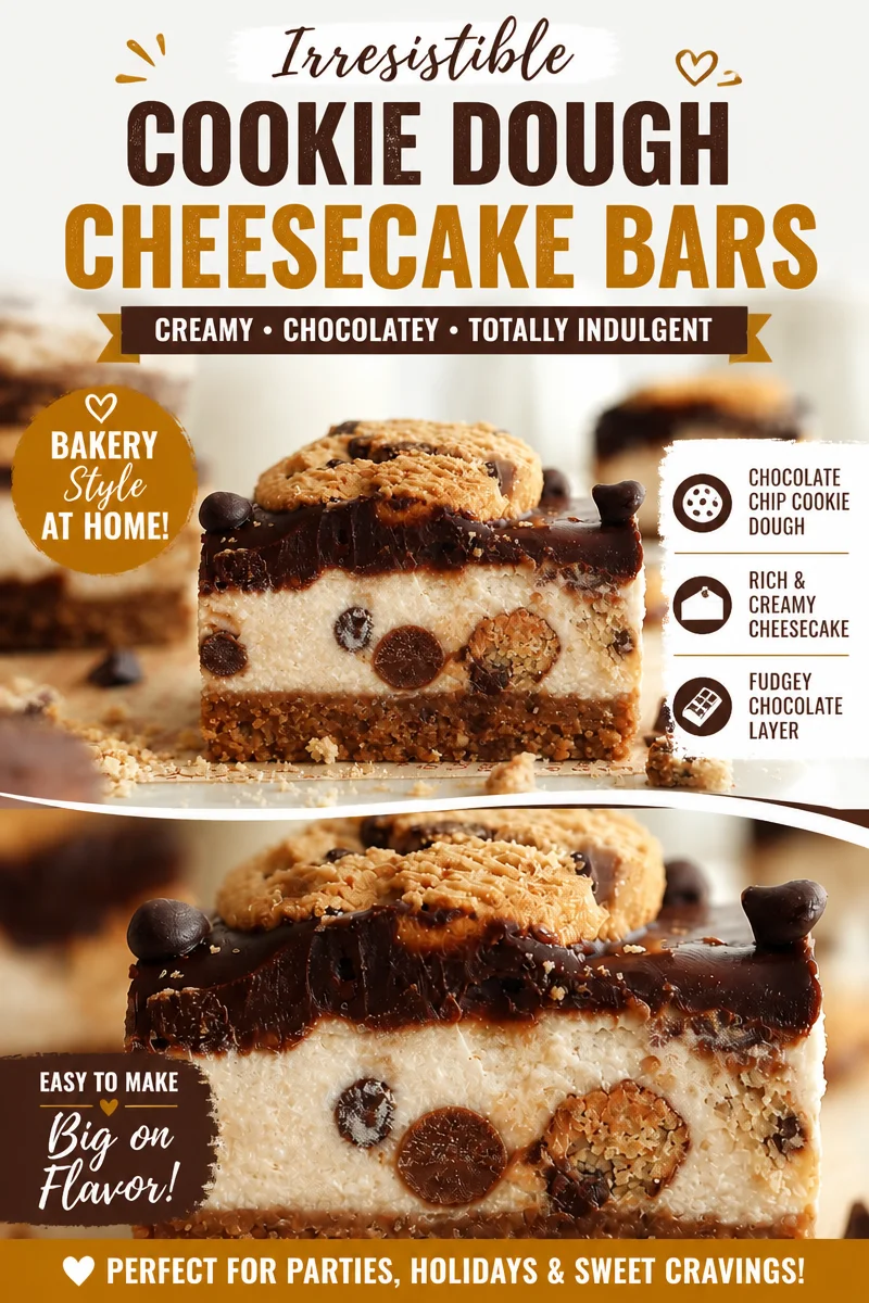 Easy Chocolate Chip Cheesecake Bars — No Bake Dessert