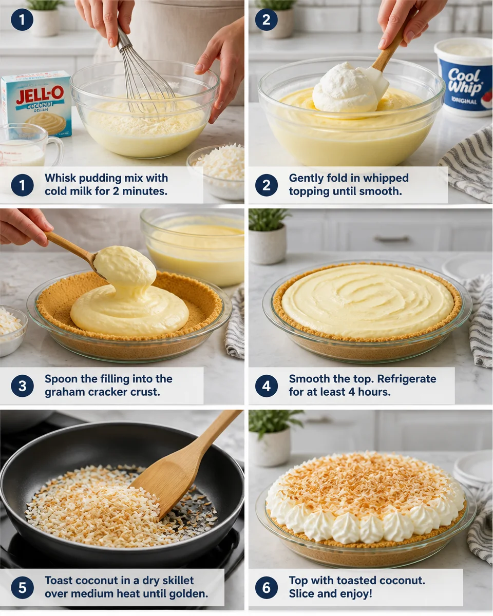 Easy Coconut Cream Pie — No Bake Filling