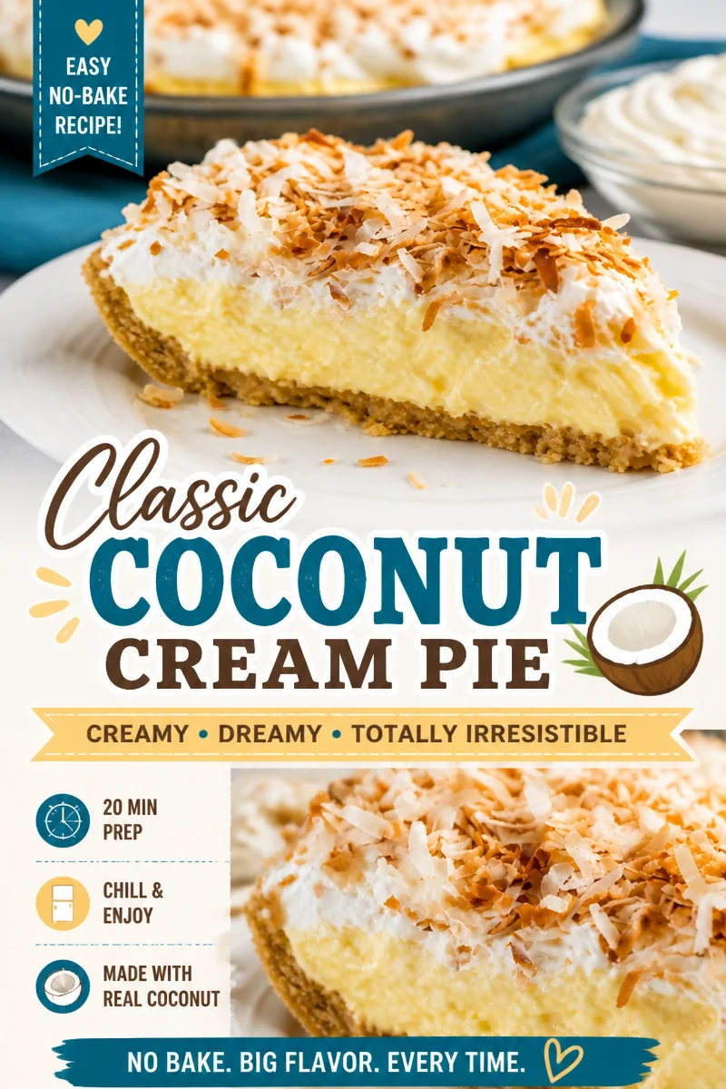 Easy Coconut Cream Pie — No Bake Filling