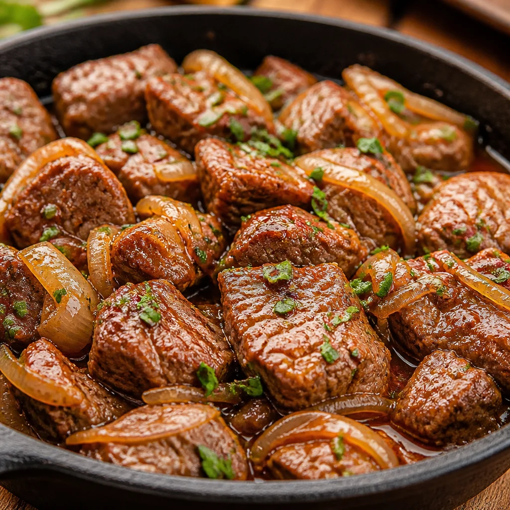 Easy Cowboy Butter Steak Bites made in a cast iron skillet, ready in 15 minutes.