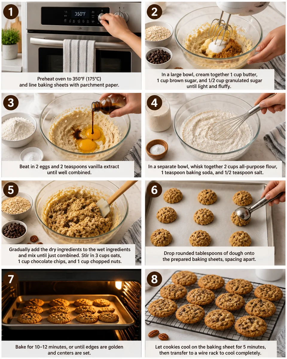 Easy Cowboy Cookies — Oat Chocolate Chip Pecan