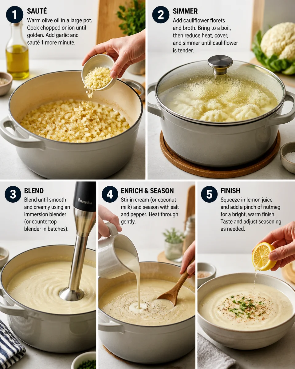 Easy Creamy Cauliflower Soup — Velvety Blender