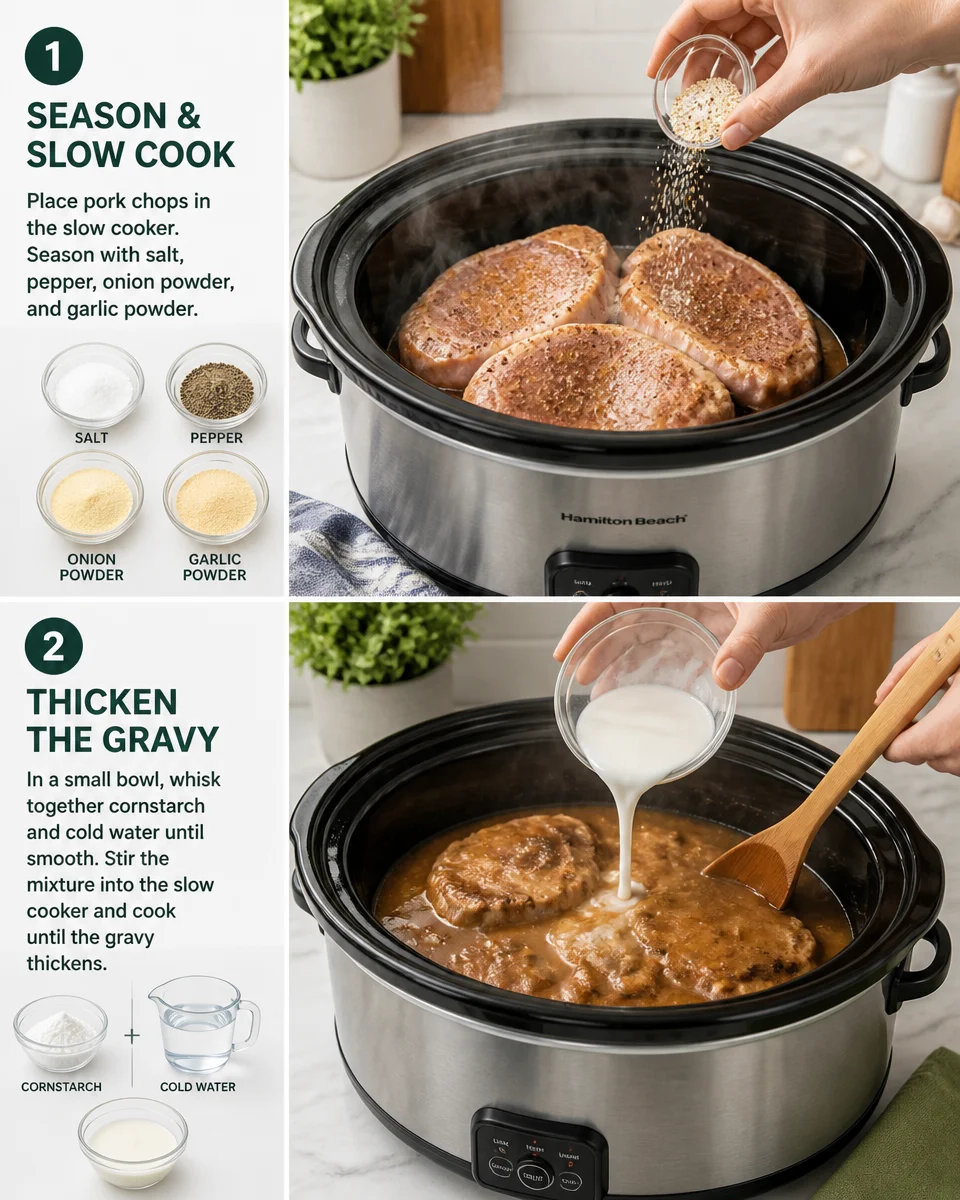 Easy Crockpot Pork Chops — Tender Slow Cooker with Gravy