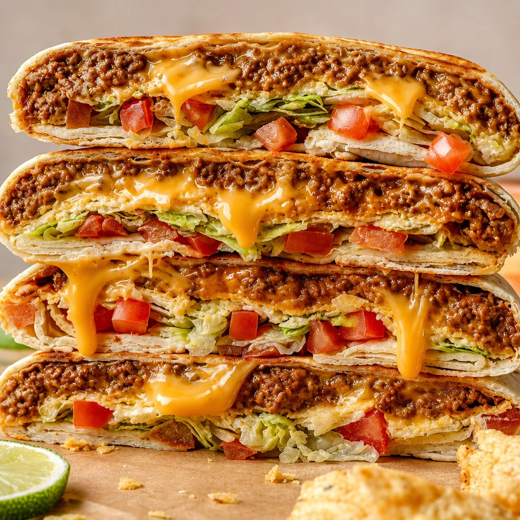 Homemade Easy Crunchwrap Supreme - Taco Bell Copycat with beef, cheese, and toppings
