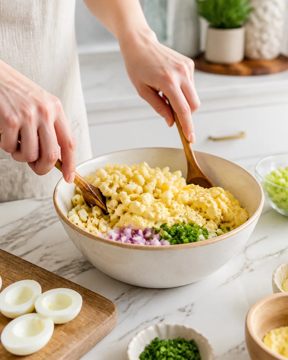 Easy Deviled Egg Pasta Salad — BBQ Side Dish