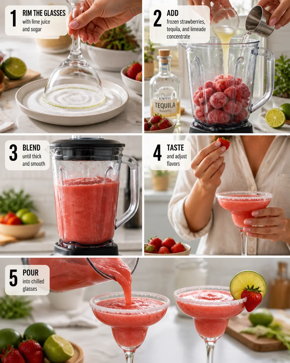 Easy Frozen Strawberry Margarita — 3 Ingredient Blender