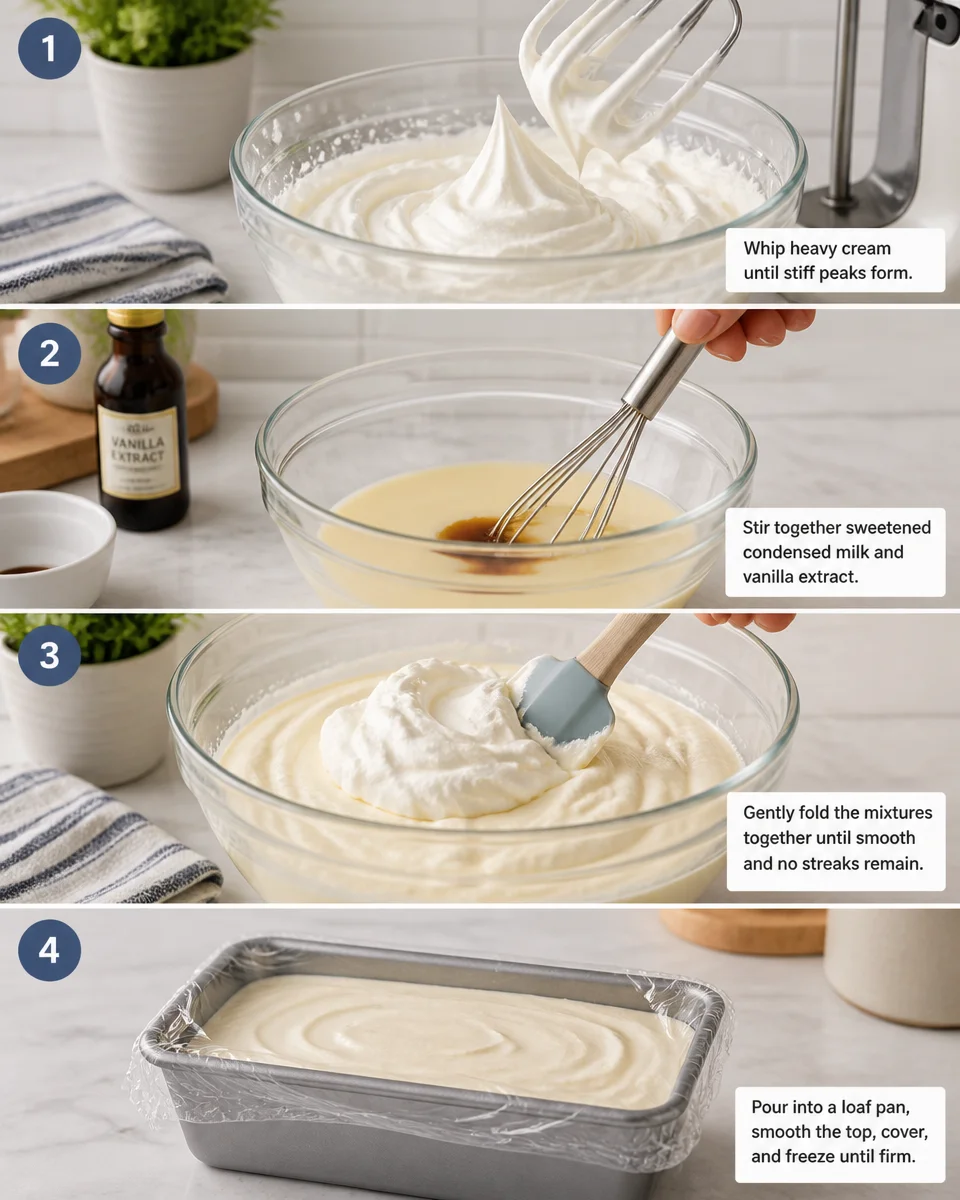 Easy Homemade Vanilla Ice Cream — No Churn 3 Ingredients