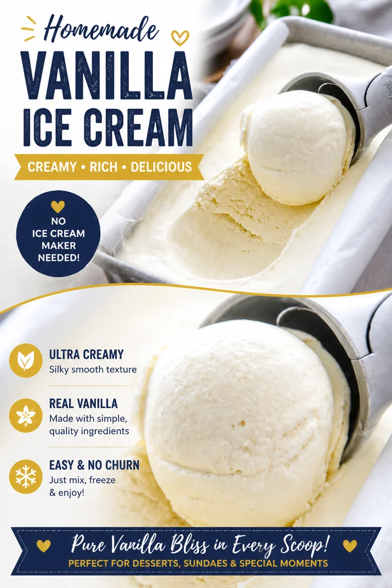 Easy Homemade Vanilla Ice Cream — No Churn 3 Ingredients