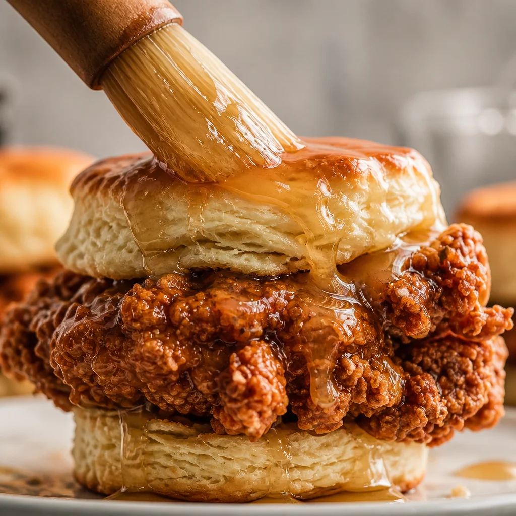 Delicious Easy Honey Butter Chicken Biscuits inspired by Whataburger.