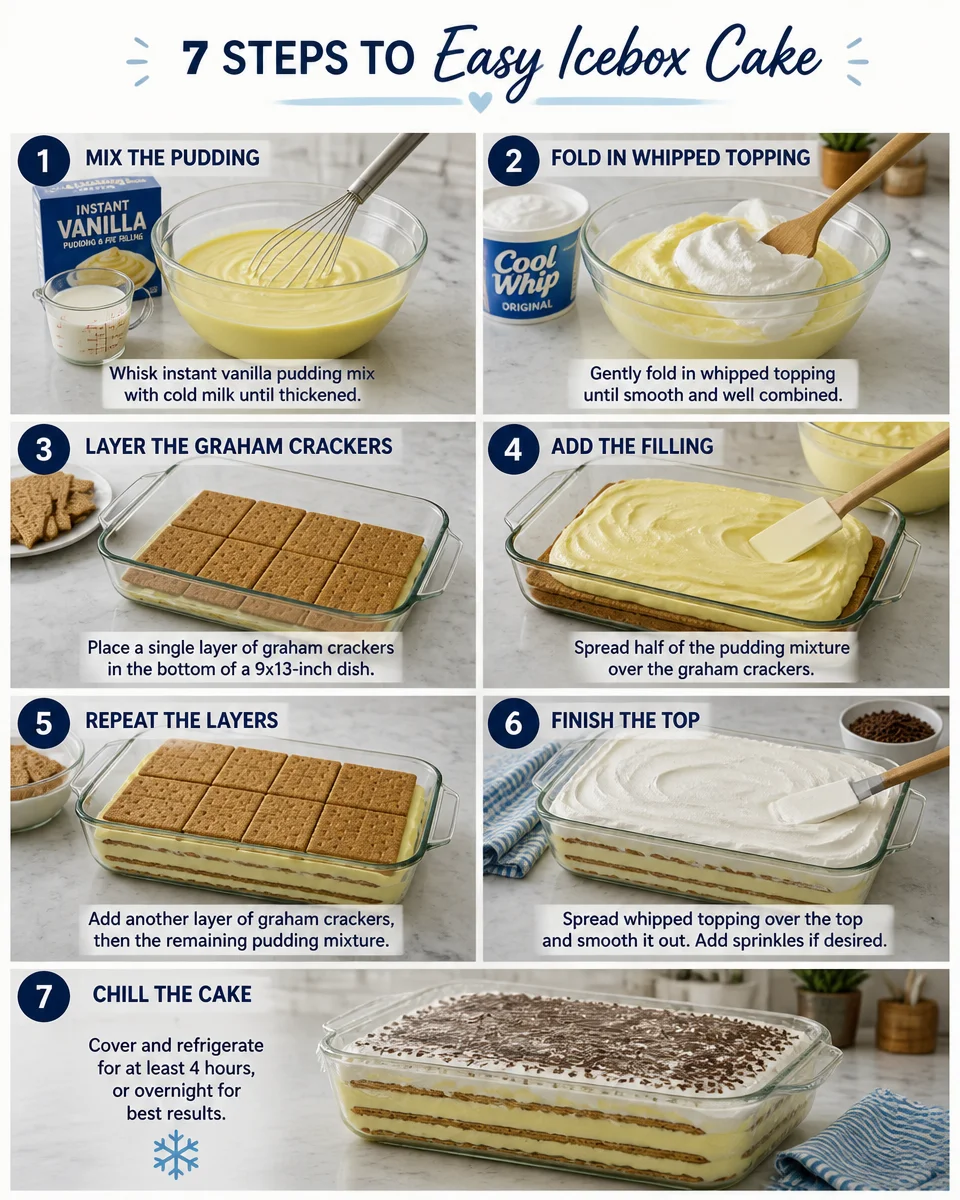 Easy Icebox Cake — No Bake Graham Cracker Dessert