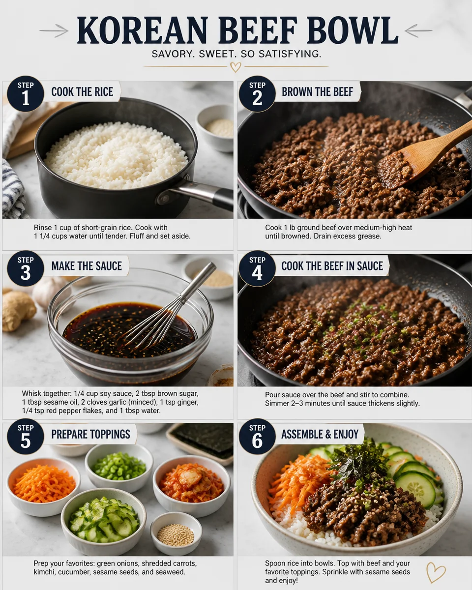 Easy Korean Beef Bowl — Ground Beef and Rice