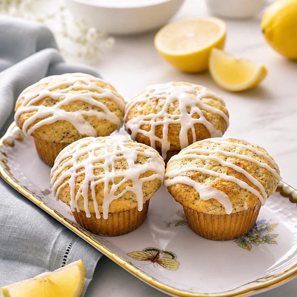 Bakery style easy Lemon Poppy Seed Muffins, fluffy and packed with citrus flavor.