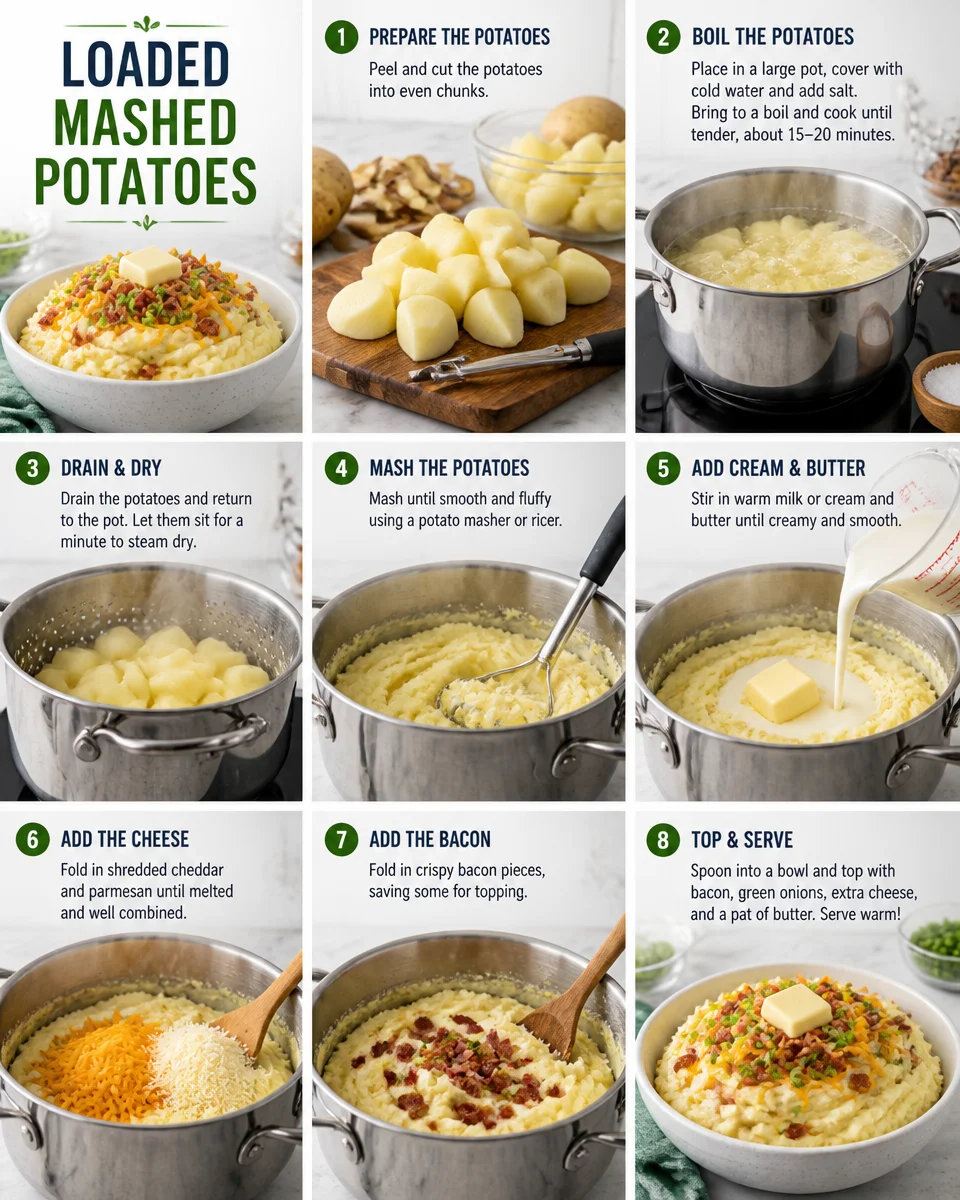 Easy Loaded Mashed Potatoes — Bacon Cheese Chive
