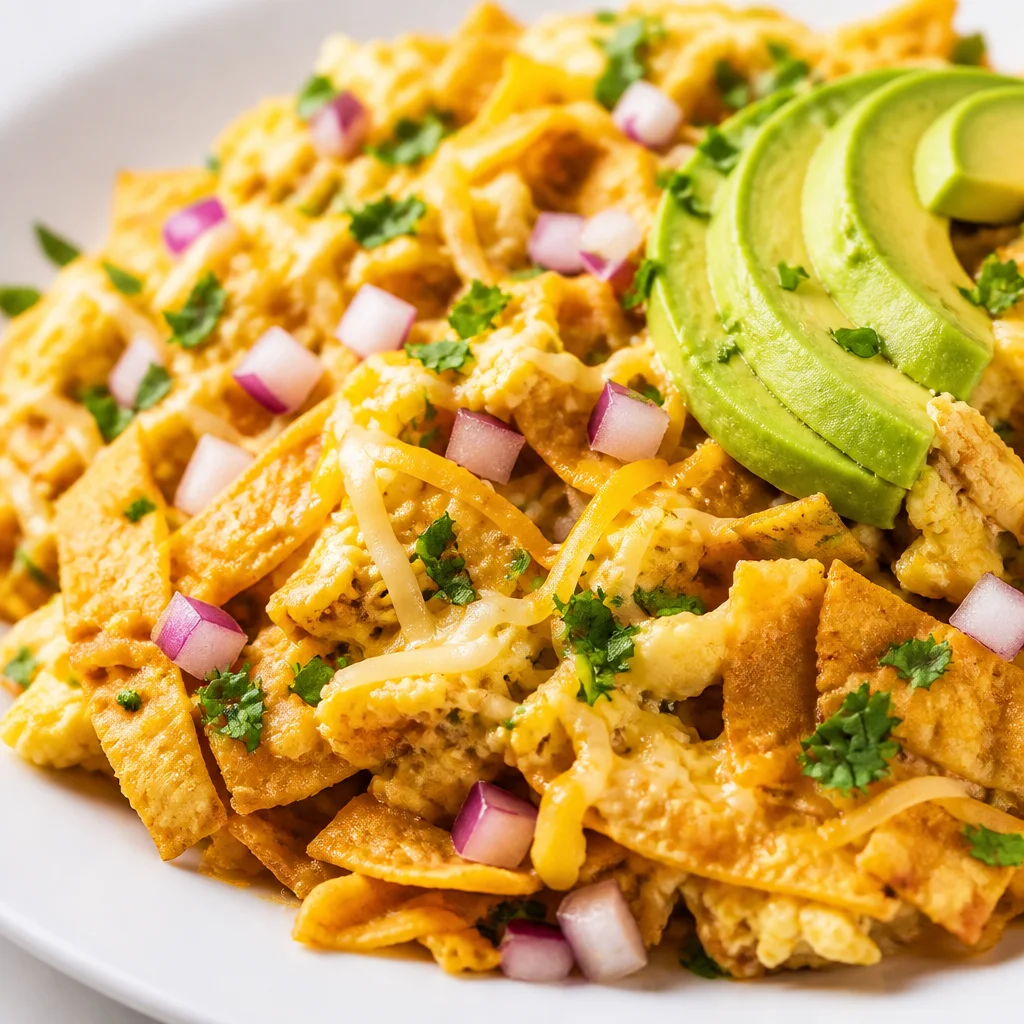 Delicious Easy Migas - Tex-Mex scrambled eggs with tortilla chips and chiles.