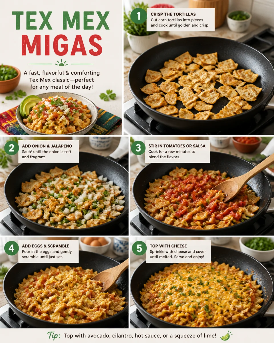 Easy Migas — Tex Mex Scrambled Egg Tortilla