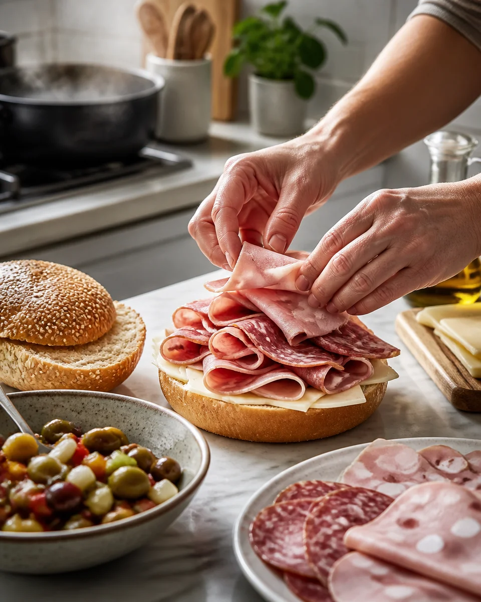 Easy Muffuletta Sandwich — New Orleans Olive Salad