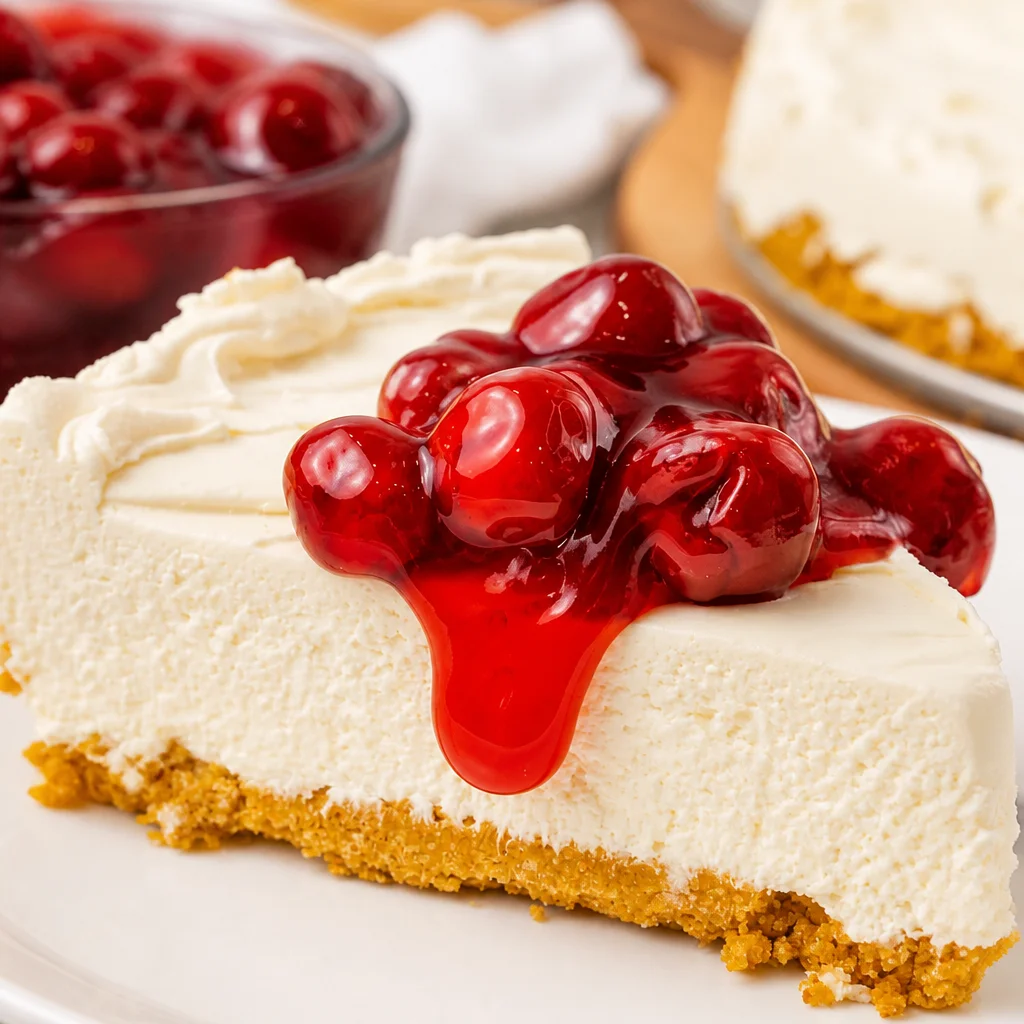 Delicious Easy No Bake Cheesecake with Cream Cheese and Cool Whip topped with fruit.
