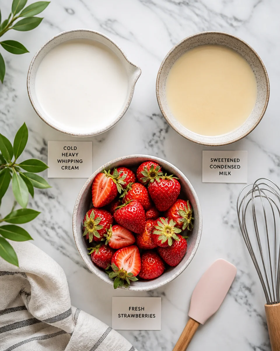 Easy No Churn Strawberry Ice Cream — 3 Ingredients