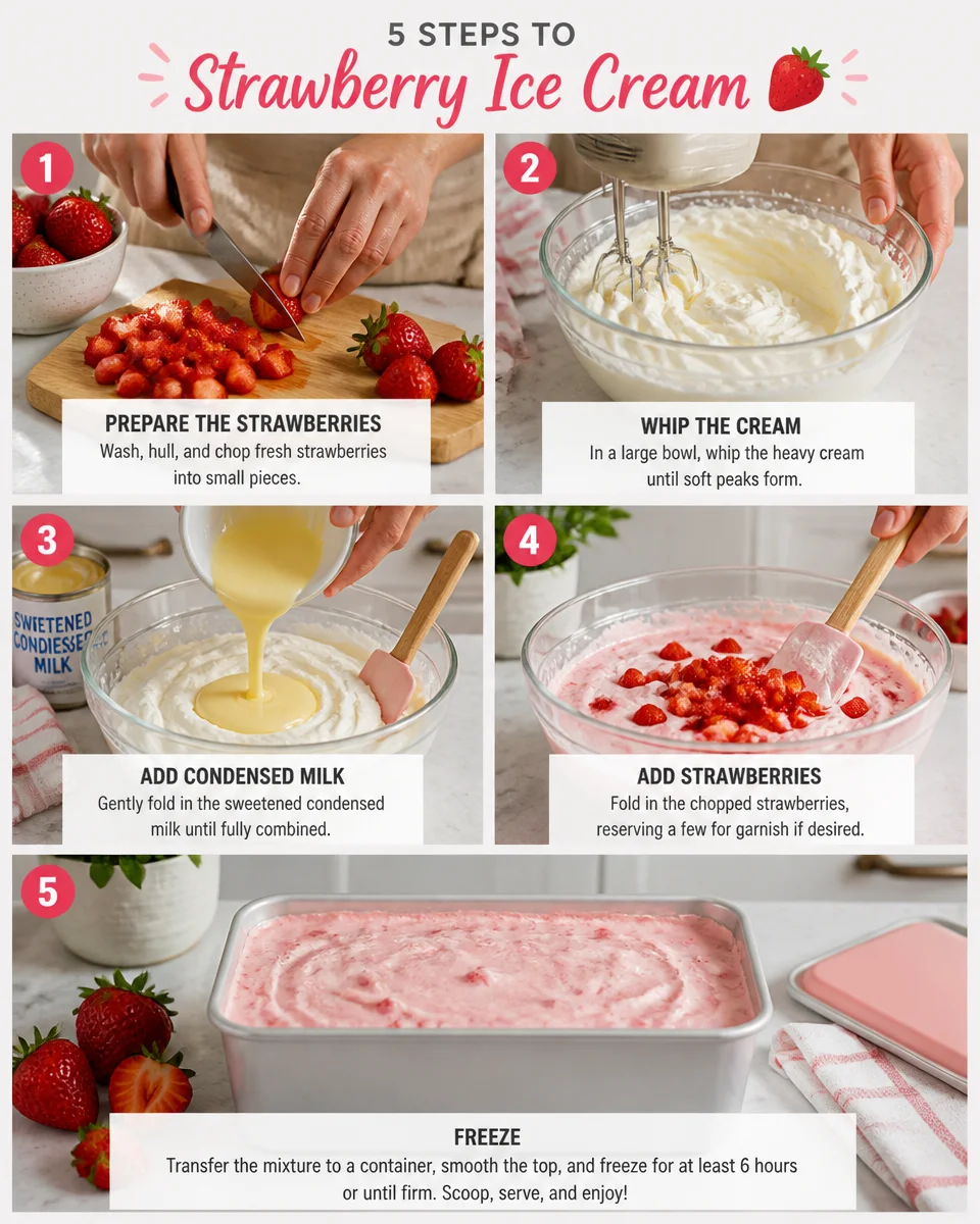 Easy No Churn Strawberry Ice Cream — 3 Ingredients