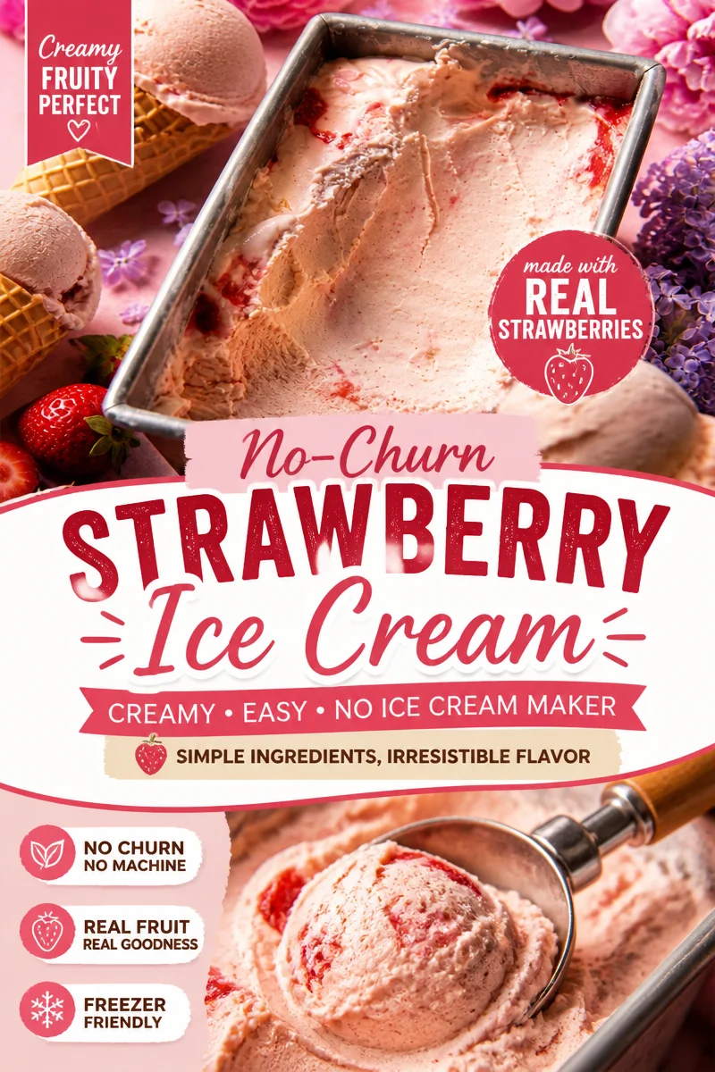Easy No Churn Strawberry Ice Cream — 3 Ingredients