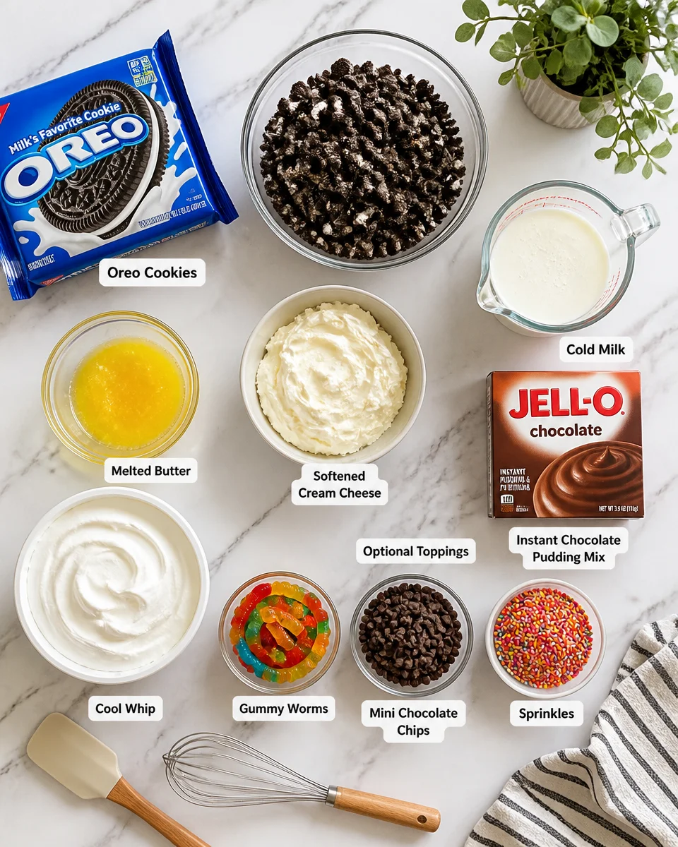 Easy Oreo Dirt Cake — No Bake Layered Dessert