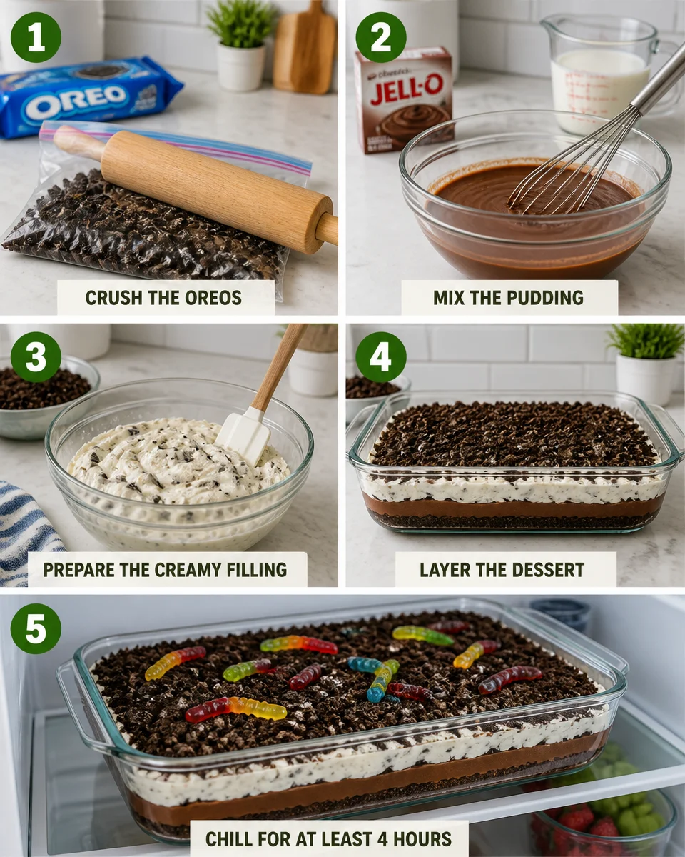 Easy Oreo Dirt Cake — No Bake Layered Dessert