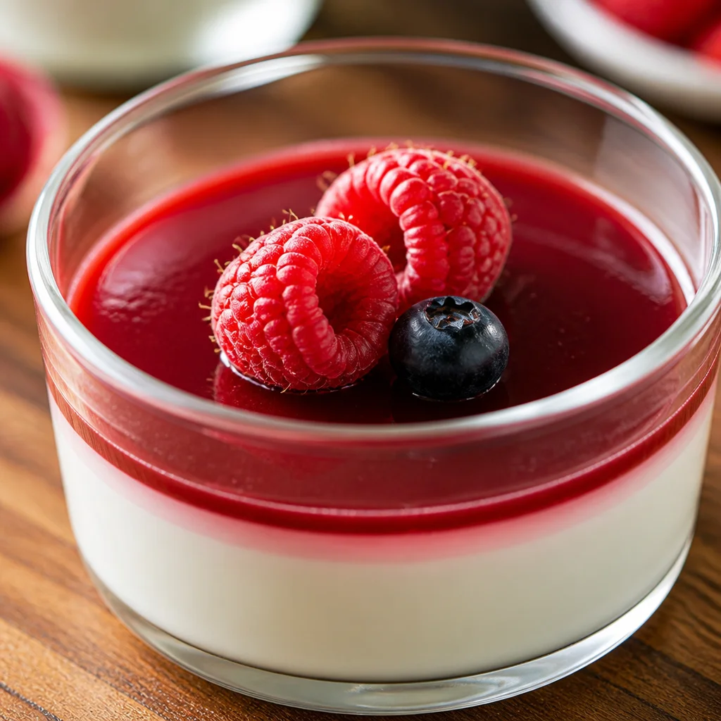 Delicious Easy Panna Cotta dessert served with fresh fruit