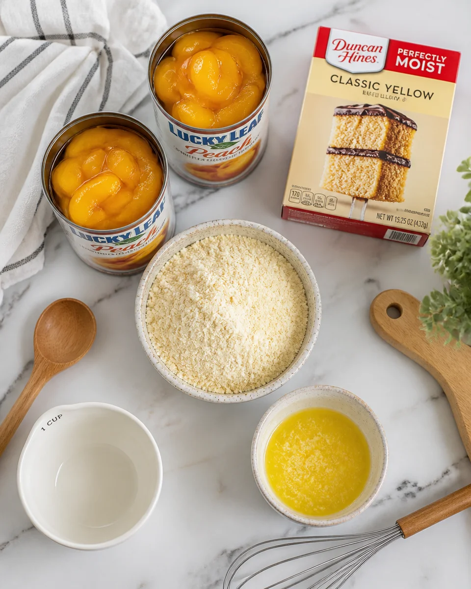 Easy Peach Cobbler with Cake Mix — 3 Ingredient Dump Cake