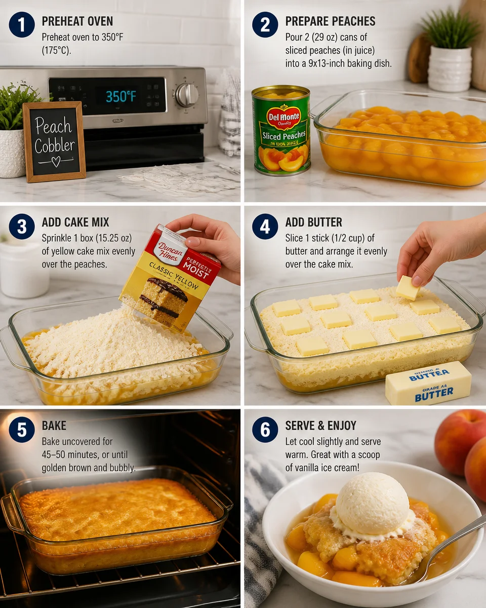 Easy Peach Cobbler with Cake Mix — 3 Ingredient Dump Cake