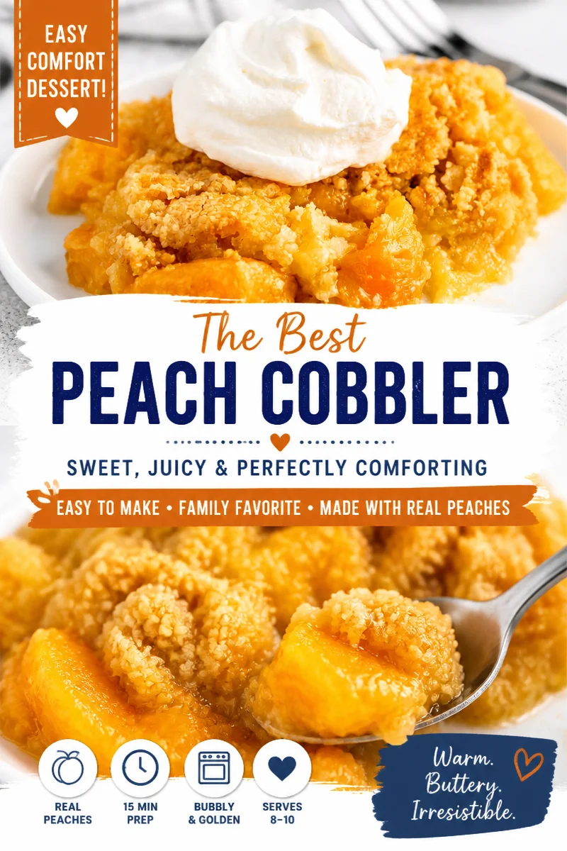 Easy Peach Cobbler with Cake Mix — 3 Ingredient Dump Cake