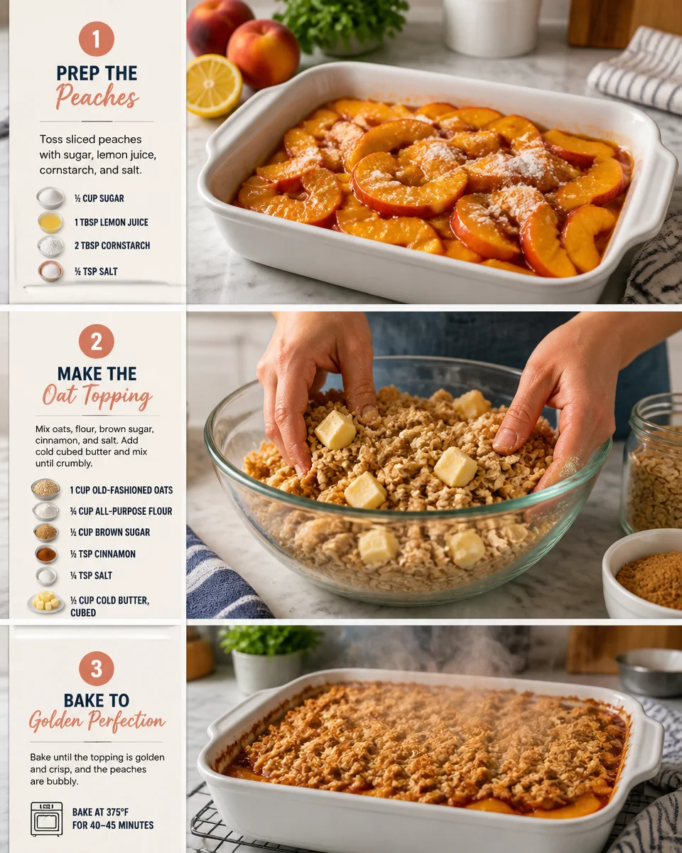 Easy Peach Crisp — Summer Fruit Dessert with Oat Topping